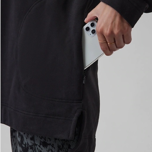 Women's Black ATHLETA Retroplush Tunic Hoodie in Size Large Excellent Condition - Picture 3 of 10